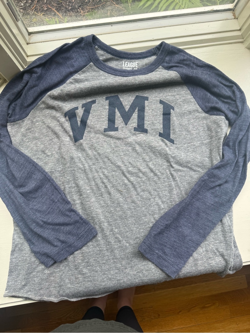 League VMI Raglan Long Sleeve Shirt - Heather Gray & Navy